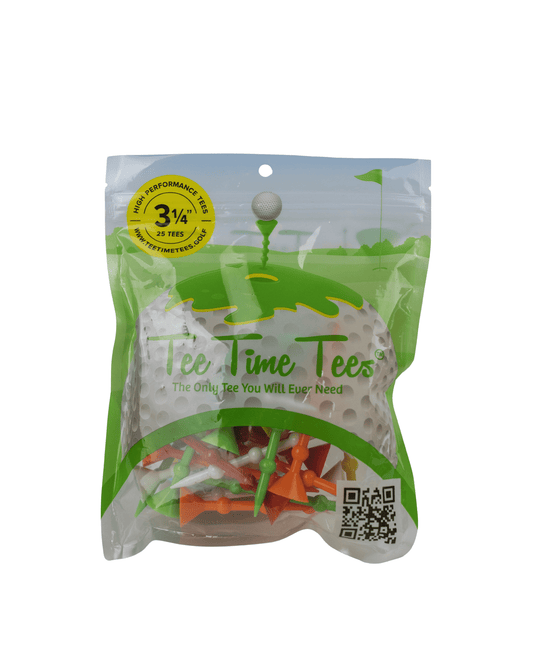 Tee Time Tees The Bubble Golf Tee - Variable Length, Virtually Unbreakable Plastic Golf Tees 3 1/4 Inch - One Size for All Shots - Pack of 25