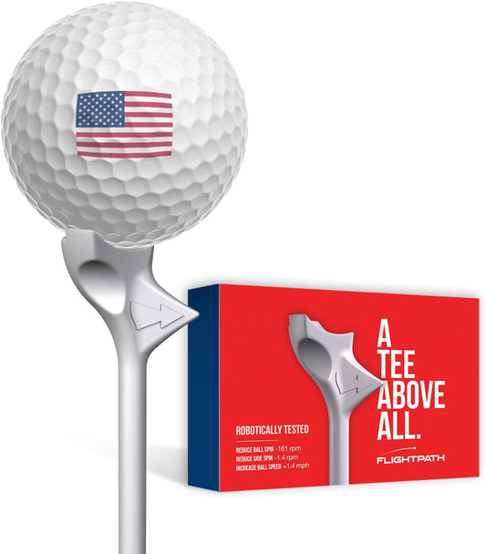 FLIGHTPATH Premium Golf Tees - Durable Plastic Golf Tees Designed to Enhance Golf Shot Distance & Precision - Robotically Tested to Reduce Ball Spin - USGA Approved Golf Equipment