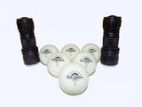 Sundown Golf Glow in the Dark Golf Balls - 6 Pack with 2 UV Flashlights, Plays Like A Standard Ball