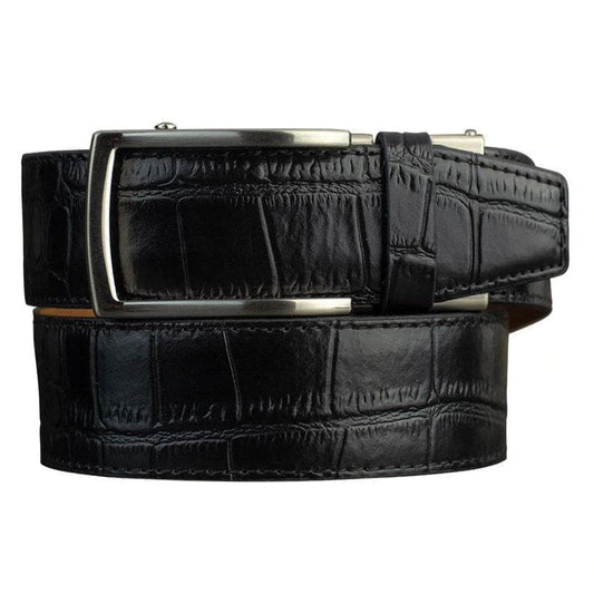 Alligator Embossed Black Dress Belt 2.0 - Fits upto 45" Waist