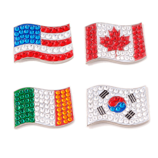 Bonjoc Crystal Golf Ball Marker & Magnetic Hat Clip - Flag Collection - Golf Tees Etc
