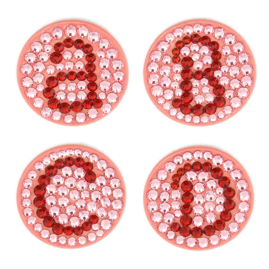 Bonjoc Crystal Golf Ball Marker & Magnetic Hat Clip - Monogram - Pink - Golf Tees Etc
