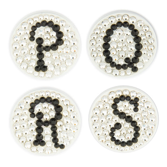 Bonjoc Crystal Golf Ball Marker & Magnetic Hat Clip - Monogram - White - Golf Tees Etc