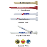 2 3/4'' or 3 1/4" Custom Personalized Wooden Golf Tees - 1 Ink Color
