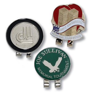Custom Personalized Die Struck Ball Marker & Hat Clip (Min 100) - Golf Tees Etc