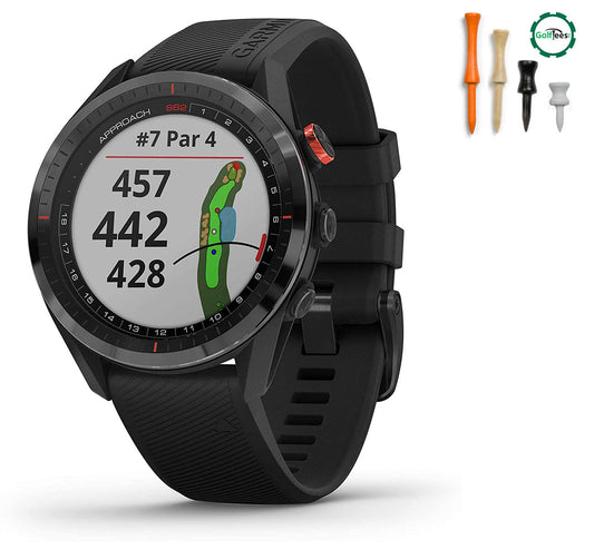 Garmin Approach S62 GPS Golf Watch. Bundled with Step Down Tees and Poker Chip Ball Marker